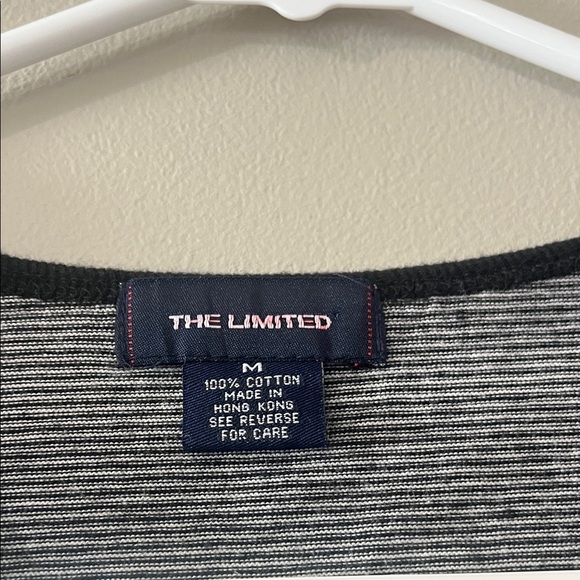 The Limited Black and White Striped V-Neck Tee - Picture 2 of 4